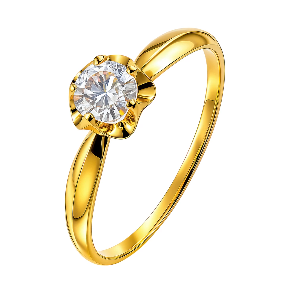 Кольцо с фианитом из красного золота 585 пробы Кольцо с фианитом из красного золота 585 пробы