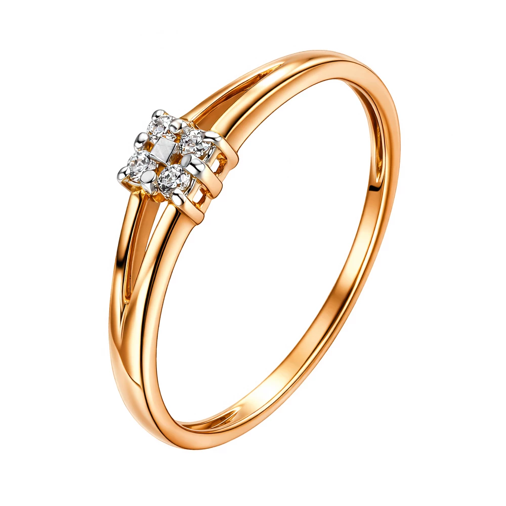 Кольцо с фианитами из красного золота 585 пробы