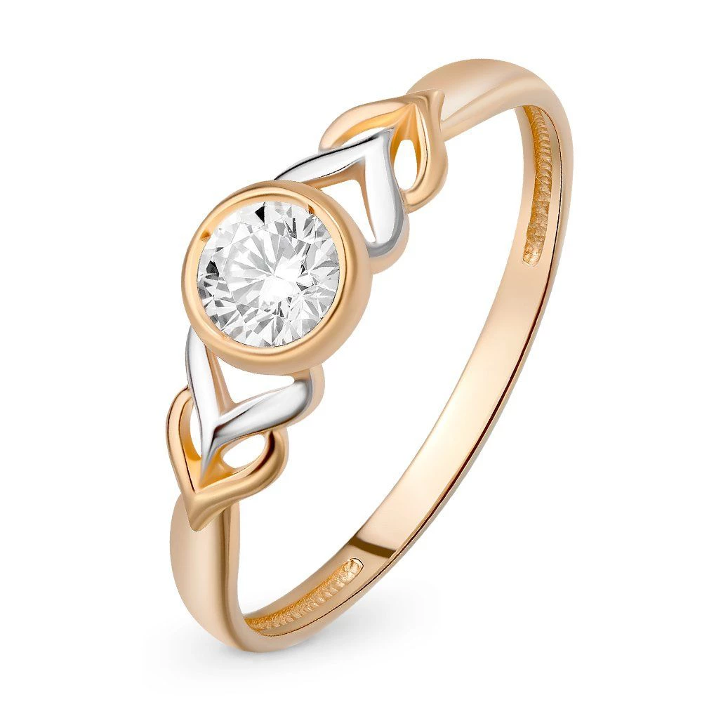 Кольцо с фианитом из красного золота 375 пробы