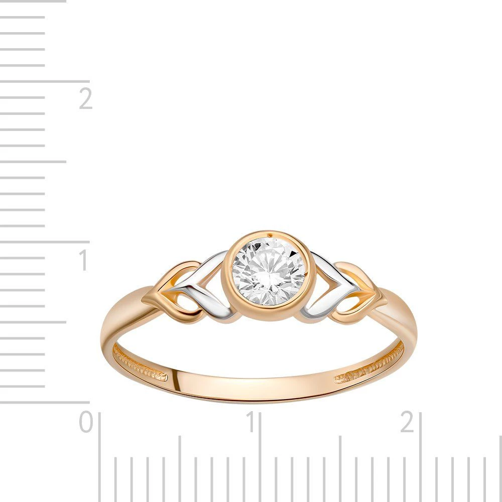 Кольцо с фианитом из красного золота 375 пробы