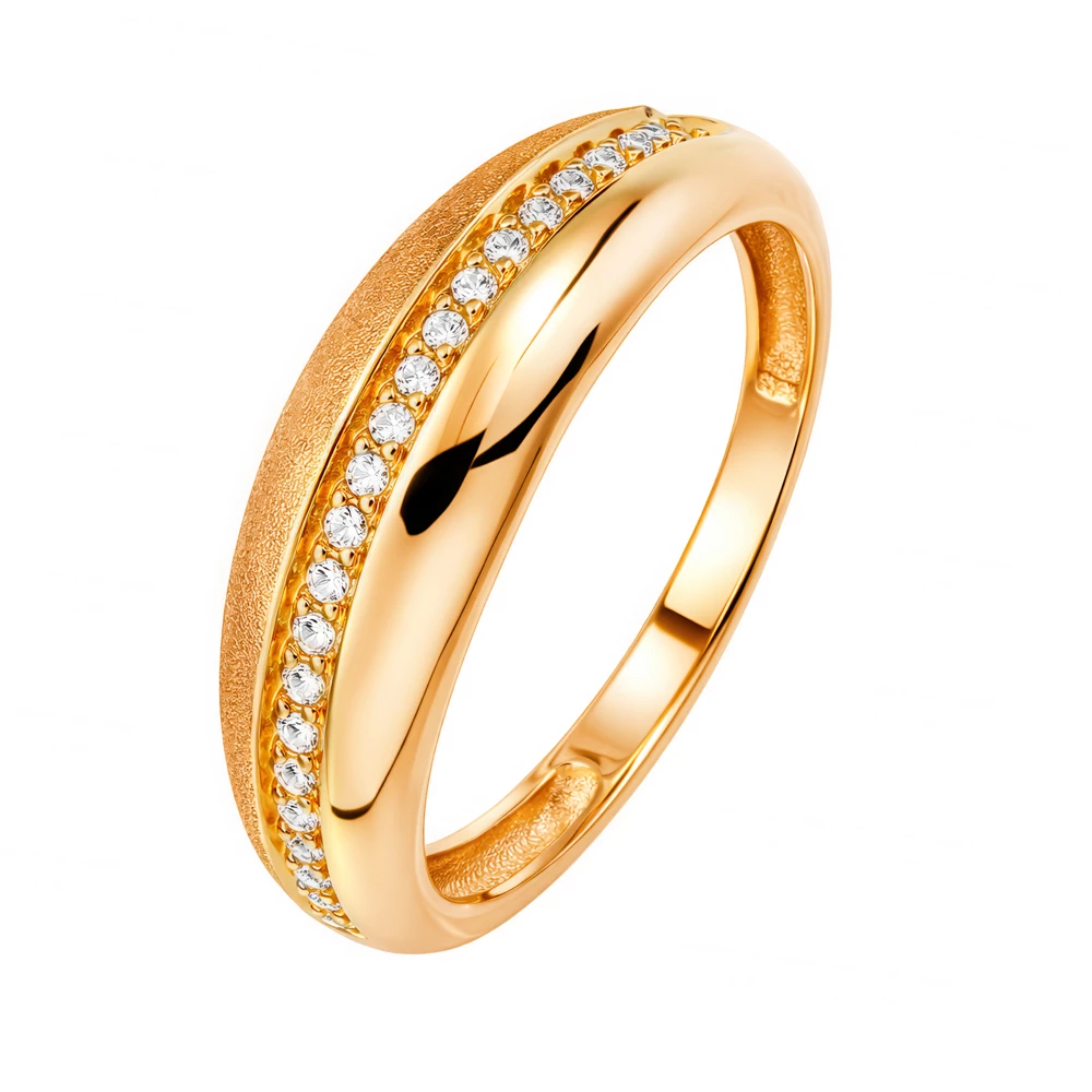 Кольцо с фианитами из красного золота 585 пробы