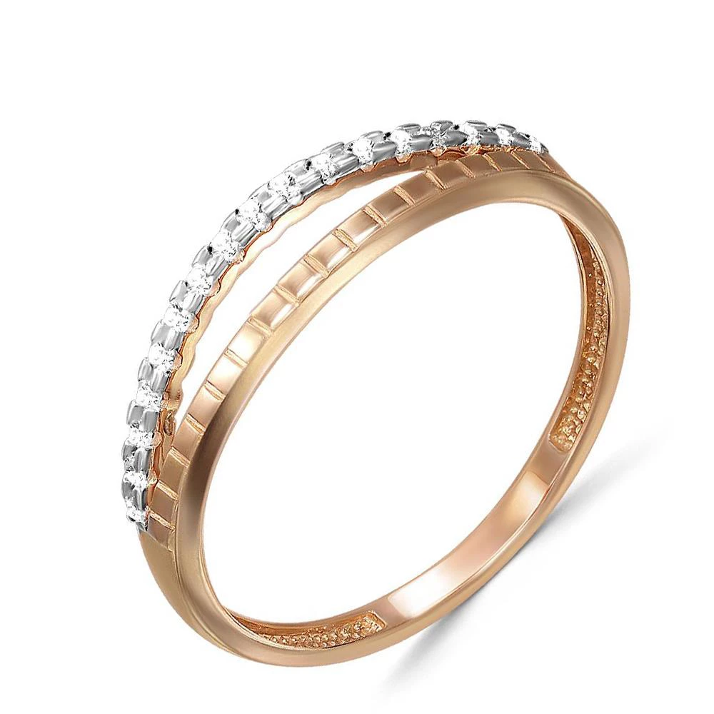 Кольцо с фианитами из красного золота 585 пробы