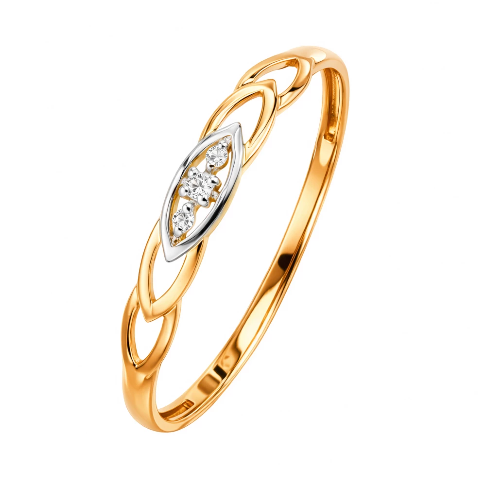 Кольцо с фианитами из красного золота 585 пробы