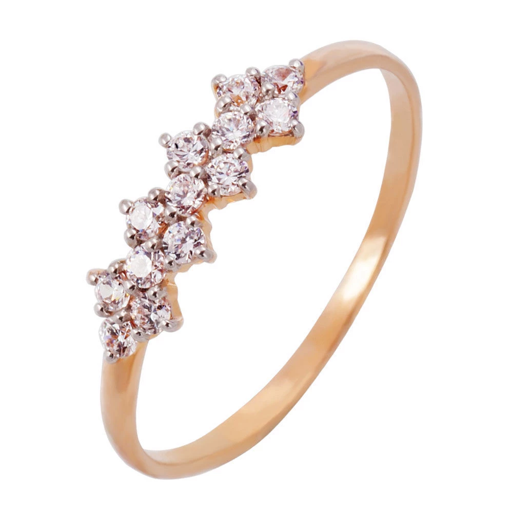 Кольцо с фианитами из красного золота 375 пробы