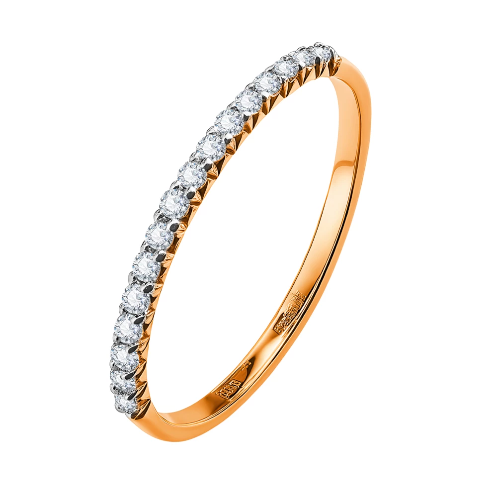 Кольцо с фианитами из красного золота 585 пробы