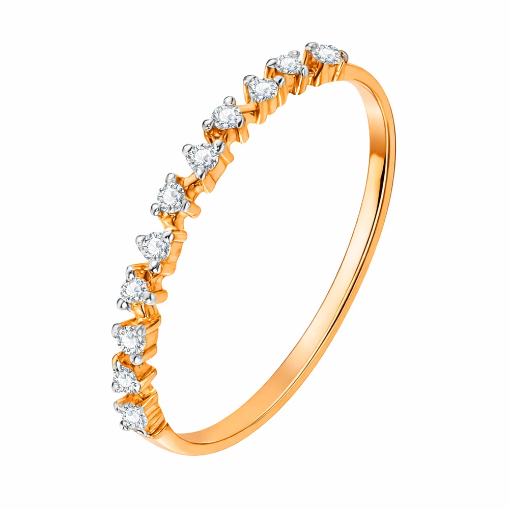 Кольцо с фианитами из красного золота 585 пробы