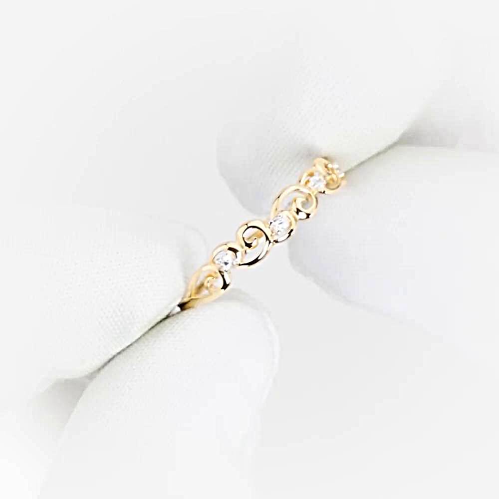 Кольцо с фианитами из красного золота 585 пробы 1