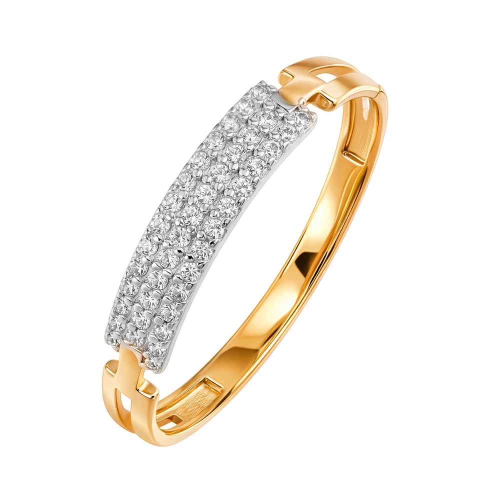 Кольцо с фианитами из желтого золота 585 пробы