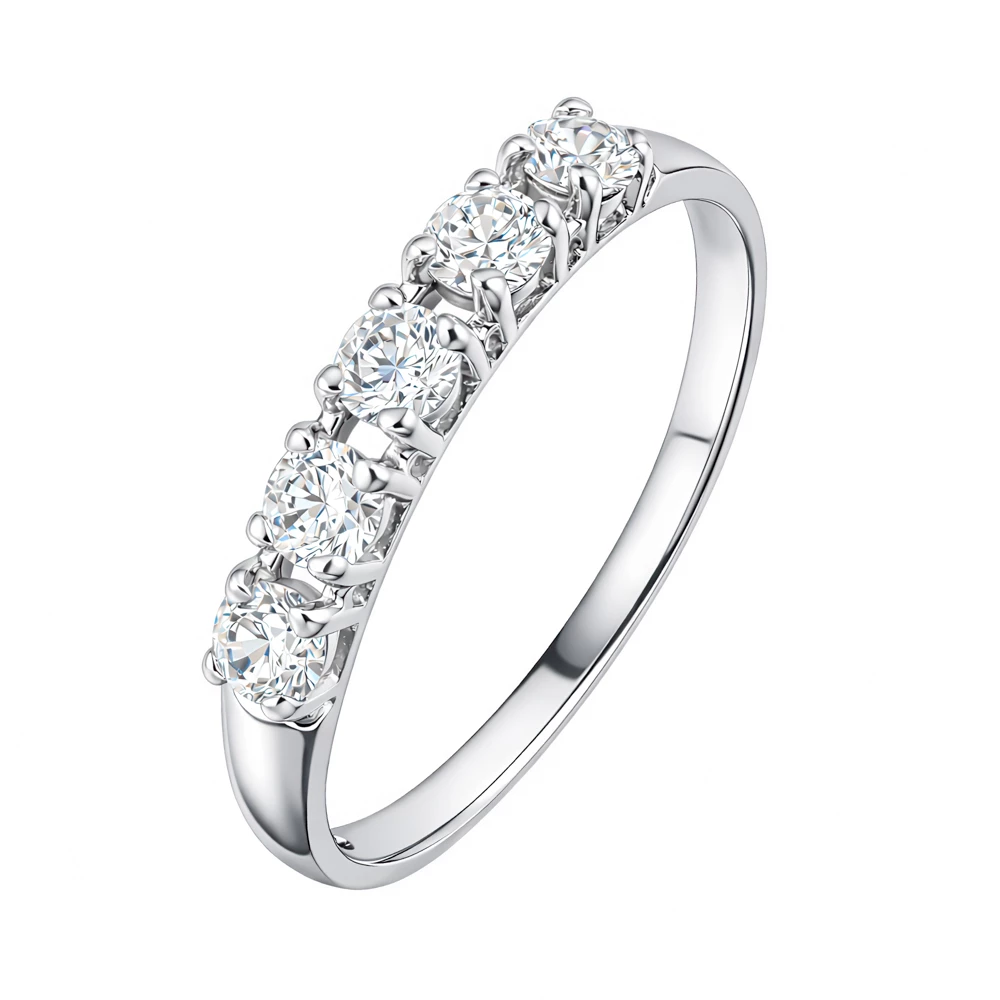 Кольцо с фианитами из белого золота 585 пробы