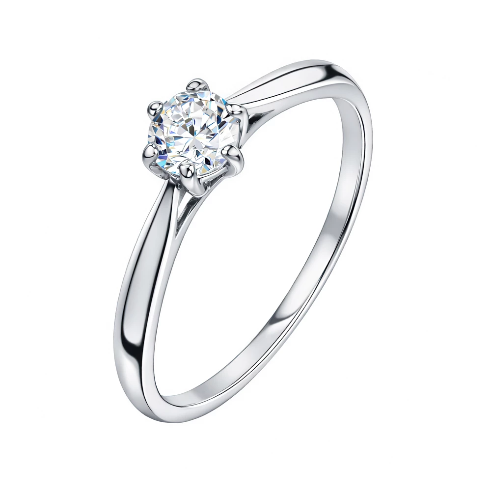 Кольцо с фианитом из белого золота 585 пробы