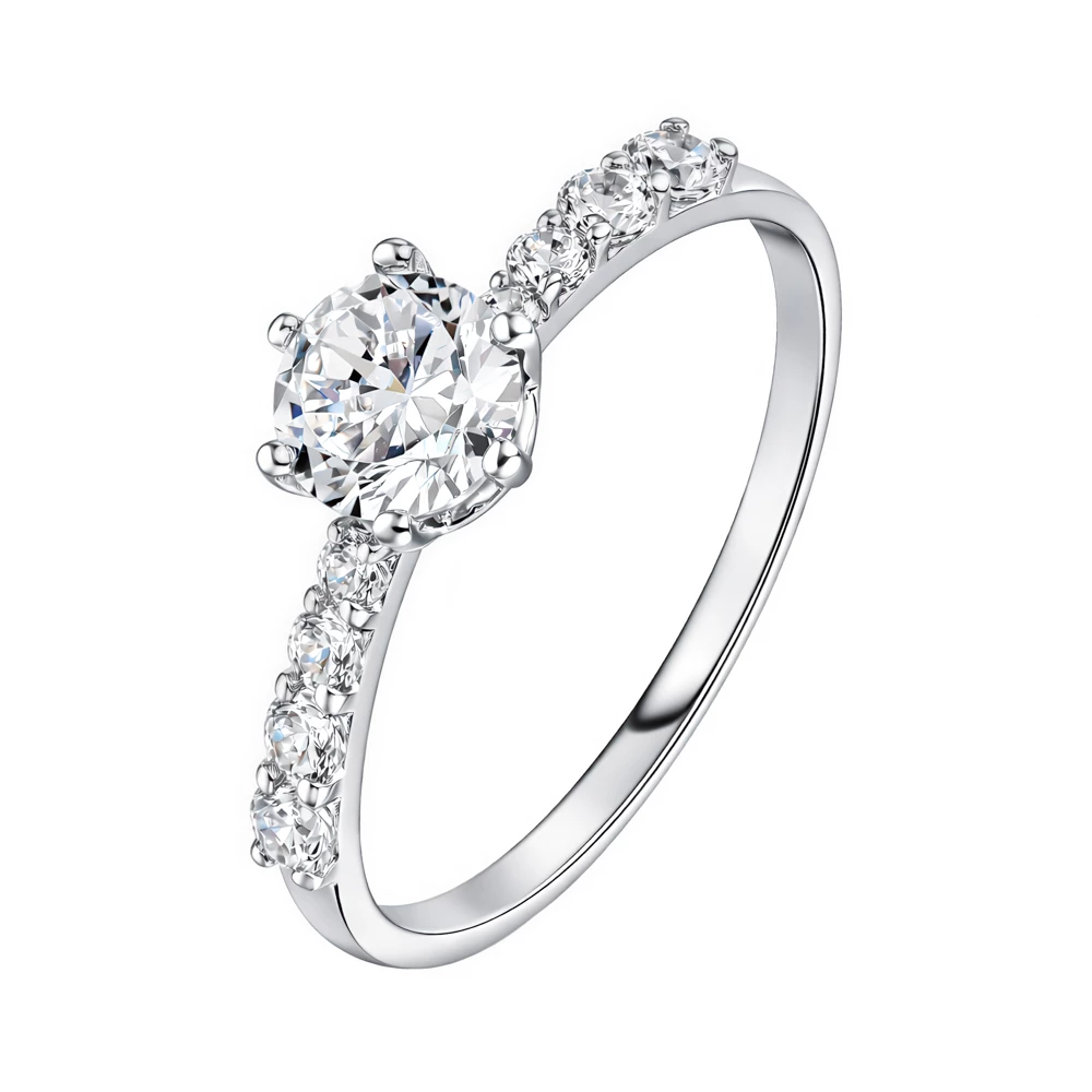 Кольцо с фианитами из белого золота 585 пробы