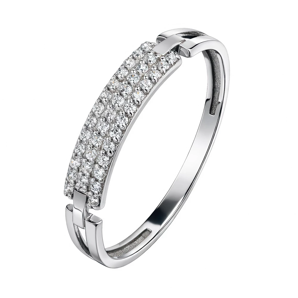 Кольцо с фианитами из белого золота 585 пробы