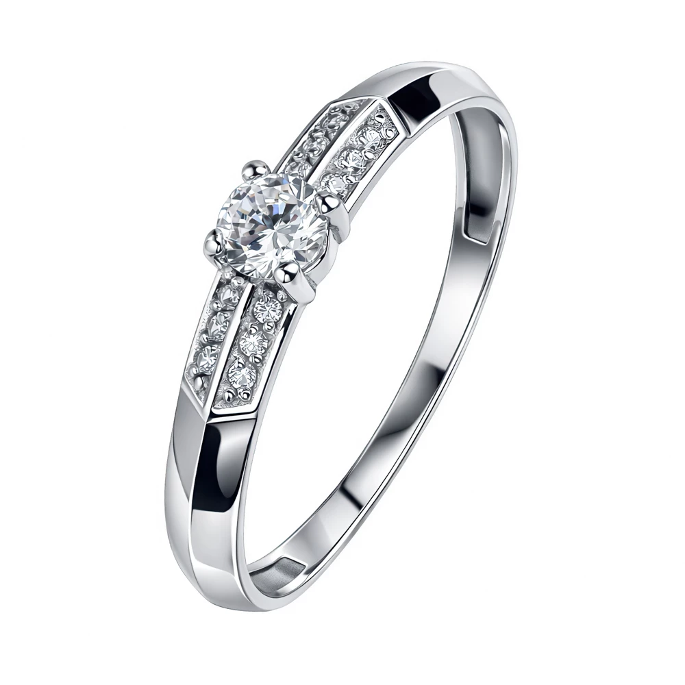 Кольцо с фианитами из белого золота 585 пробы