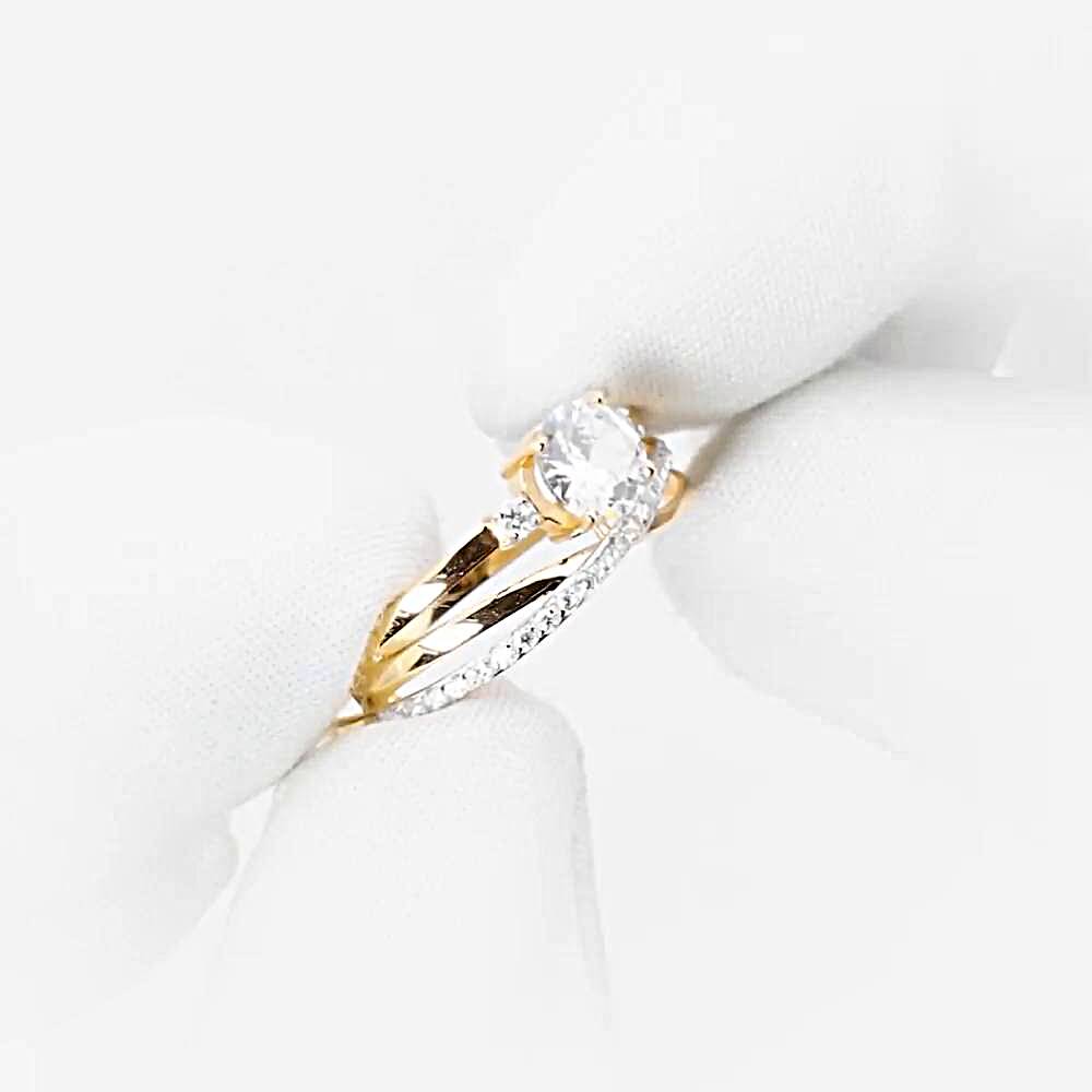 Кольцо с фианитами из красного золота 585 пробы 1