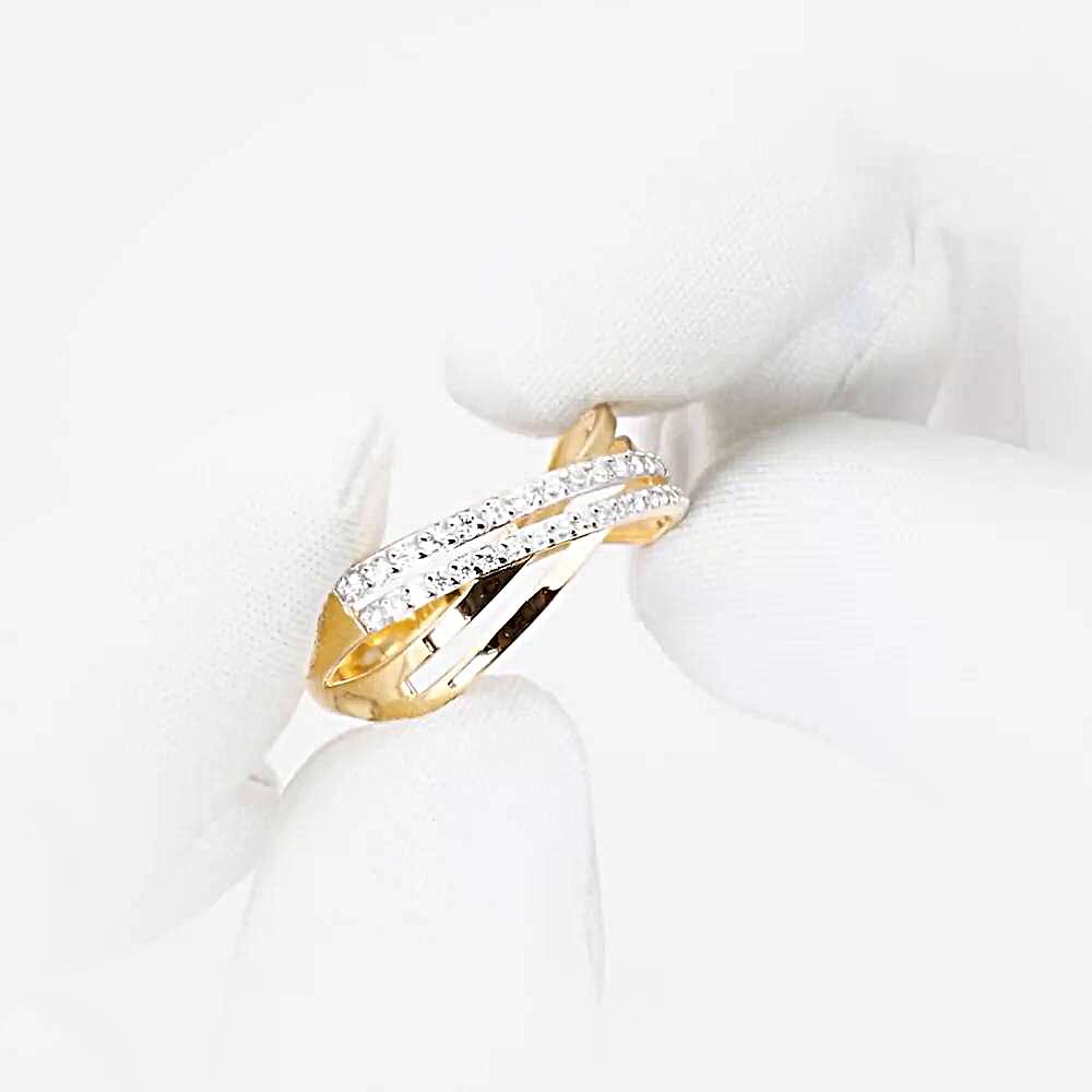 Кольцо с фианитами из красного золота 585 пробы 1