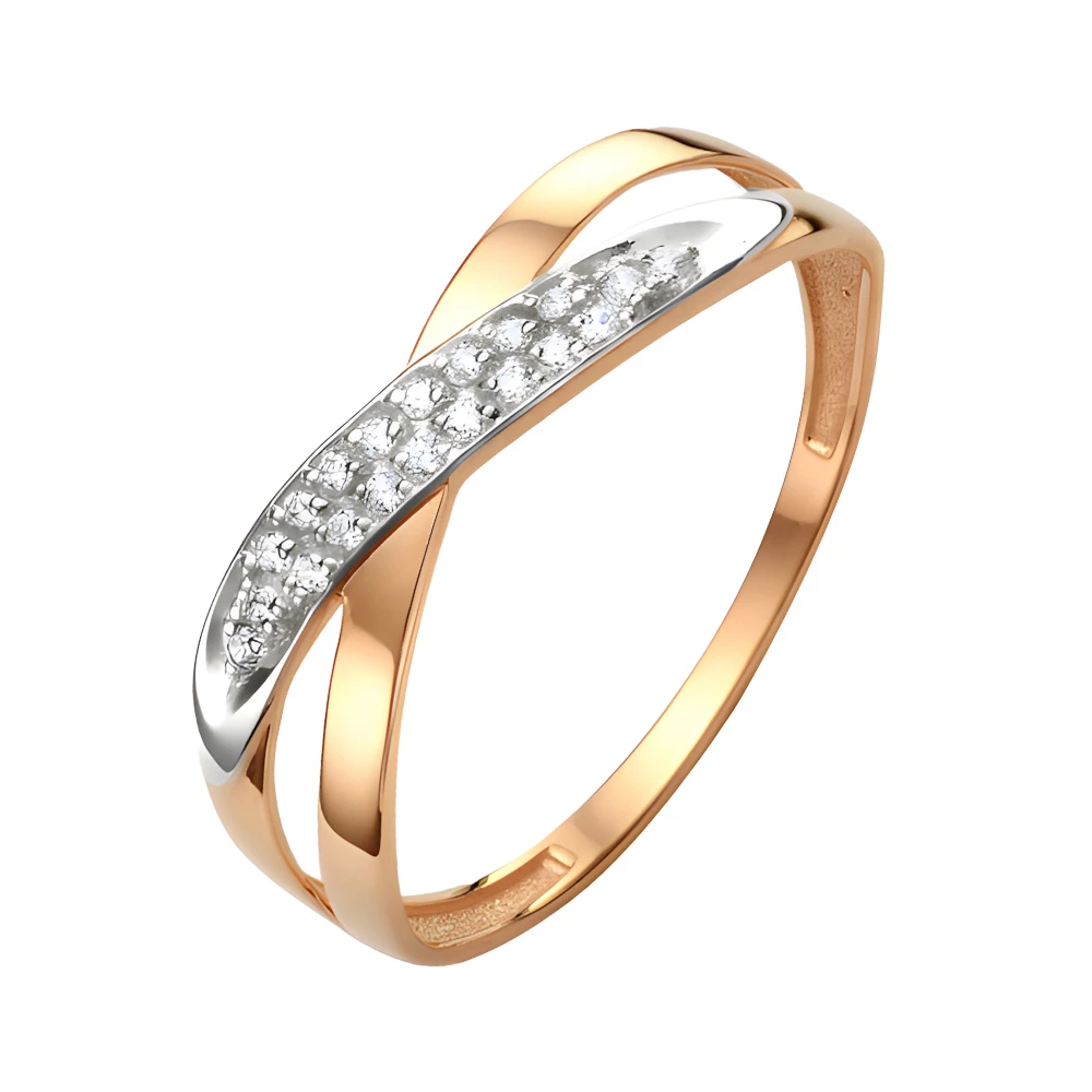 Кольцо с фианитами из красного золота 585 пробы