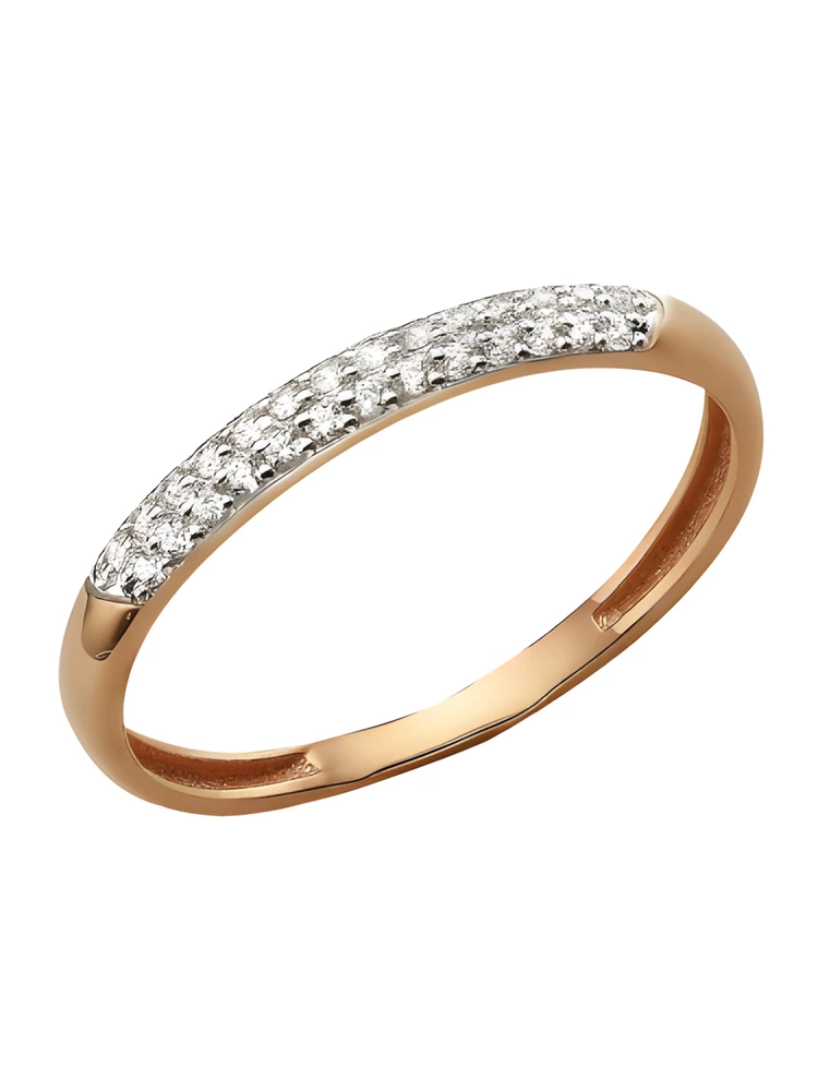 Кольцо с фианитами из красного золота 585 пробы