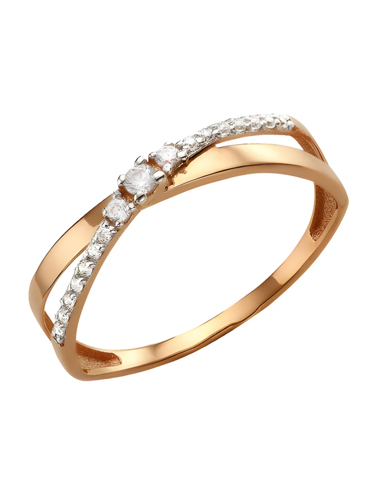 Кольцо с фианитами из красного золота 585 пробы