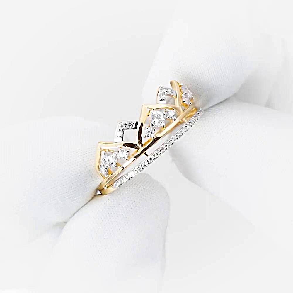 Кольцо с фианитами из красного золота 585 пробы