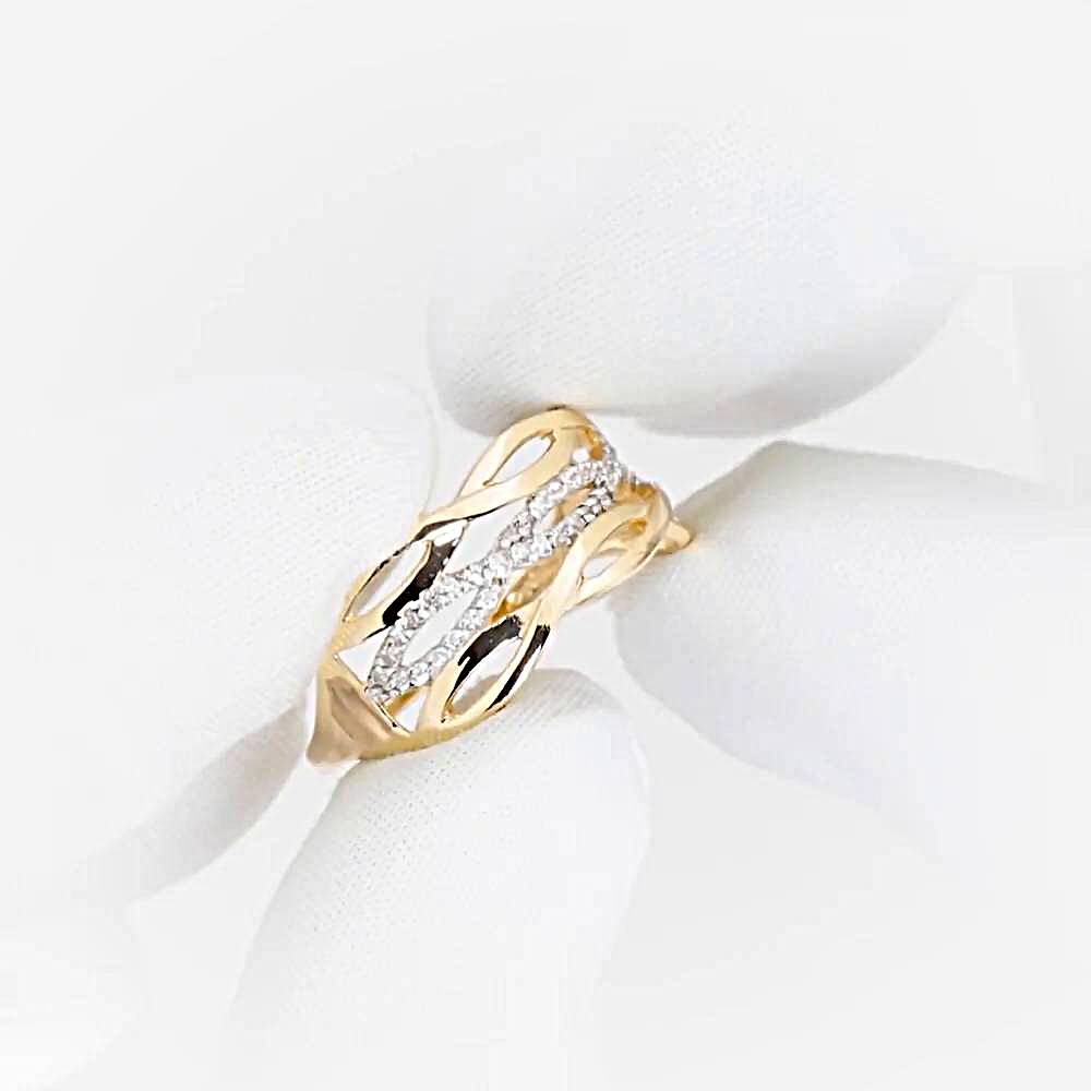 Кольцо с фианитами из красного золота 585 пробы