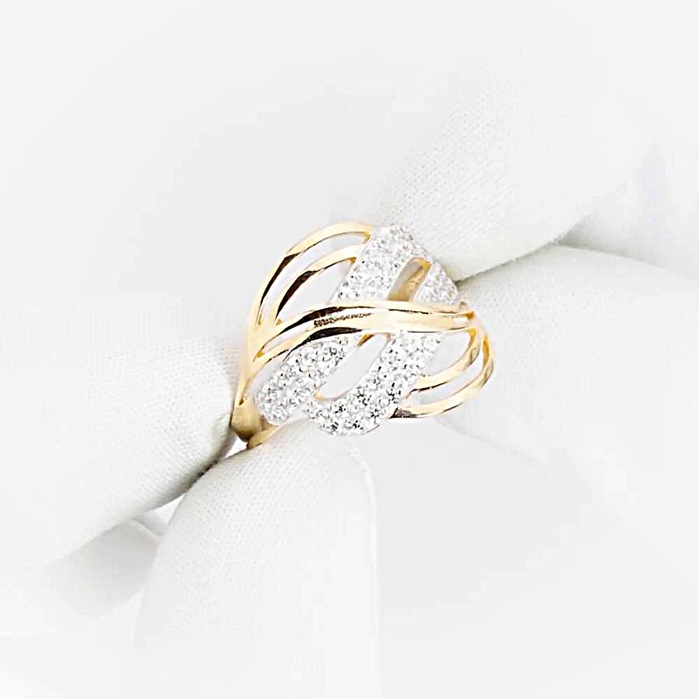 Кольцо с фианитами из красного золота 585 пробы