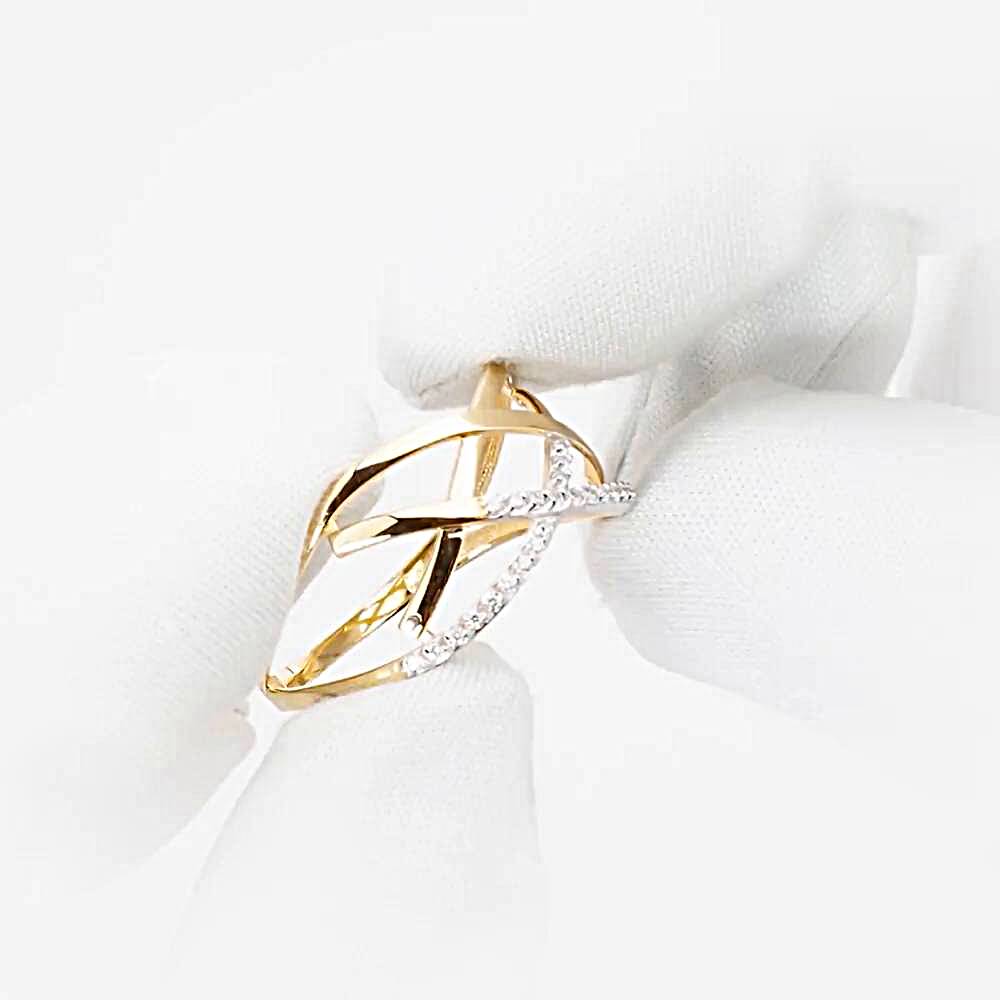 Кольцо с фианитами из красного золота 585 пробы