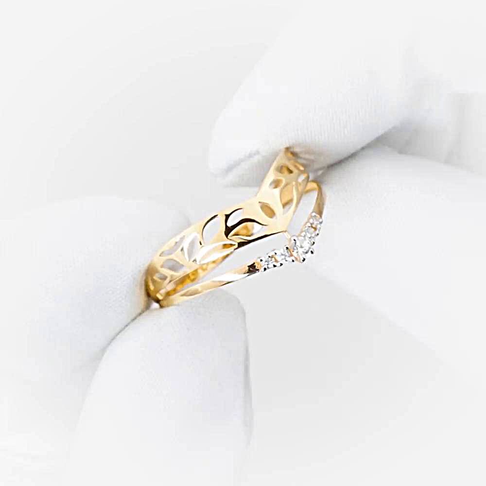 Кольцо с фианитами из красного золота 585 пробы