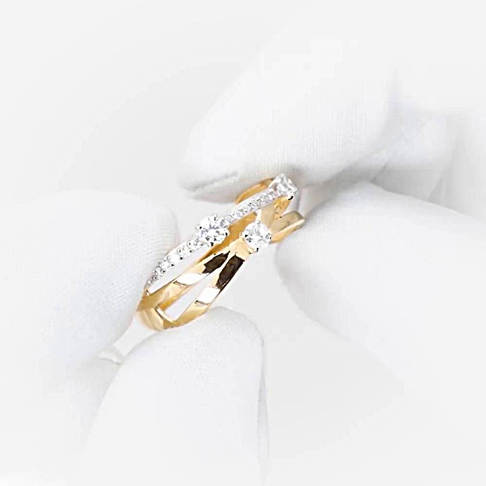 Кольцо с фианитами из красного золота 585 пробы