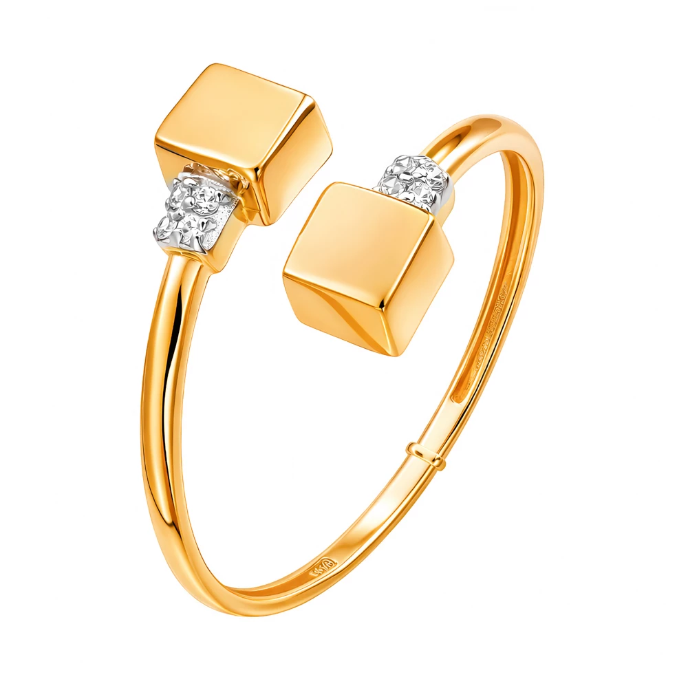 Кольцо с фианитами из красного золота 585 пробы