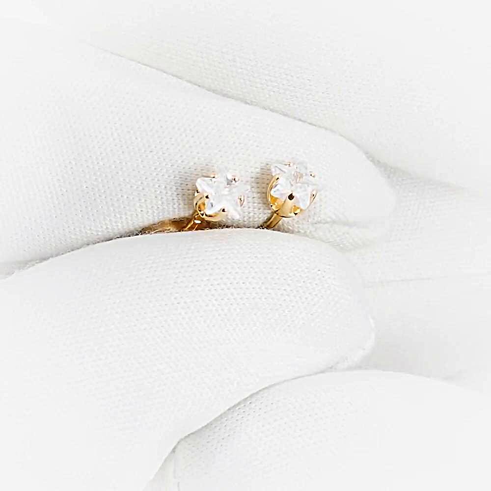 Серьги с фианитами из красного золота 585 пробы 1