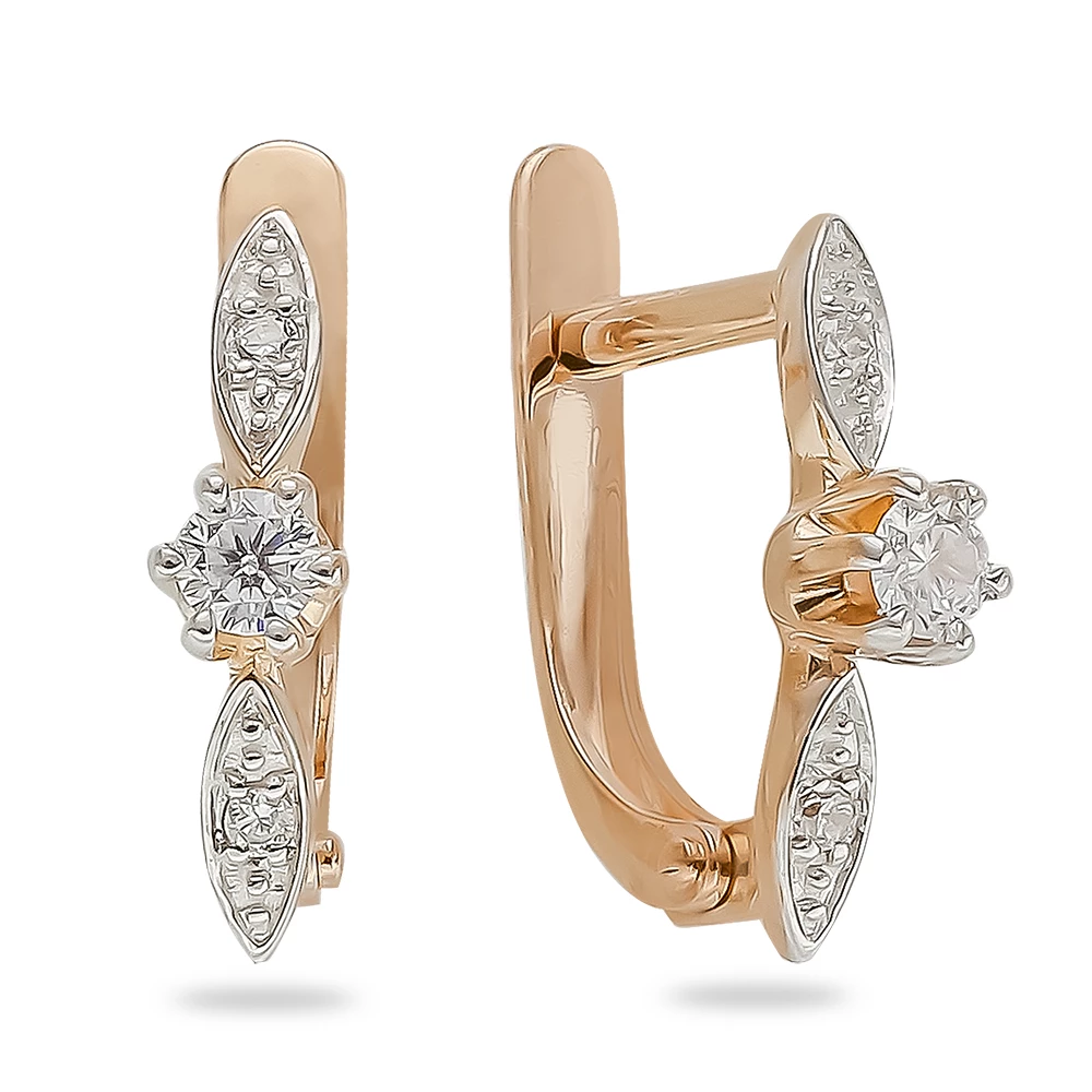 Серьги с фианитами из красного золота 375 пробы 1