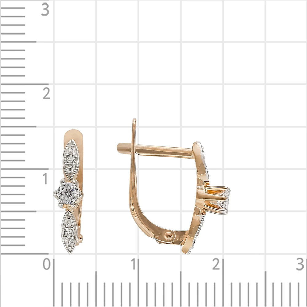 Серьги с фианитами из красного золота 375 пробы 2