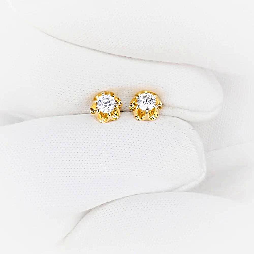 Серьги с фианитами из красного золота 585 пробы 1