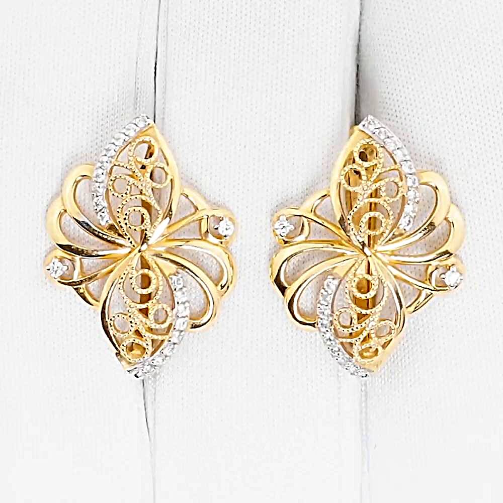 Серьги с фианитами из красного золота 585 пробы 1