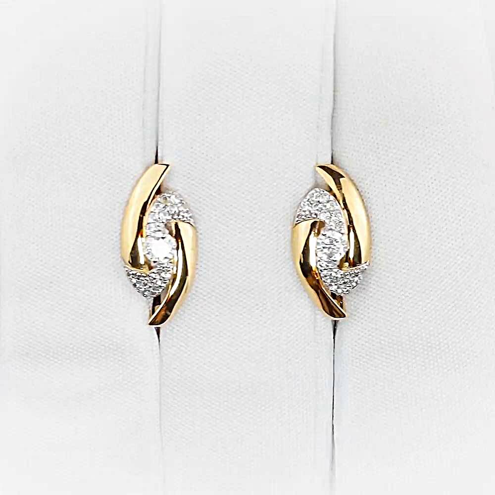 Серьги с фианитами из красного золота 585 пробы 1