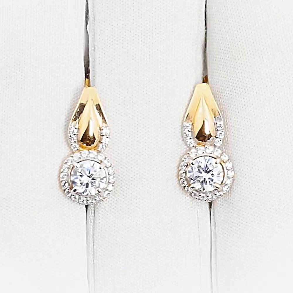 Серьги с фианитами из красного золота 585 пробы 1