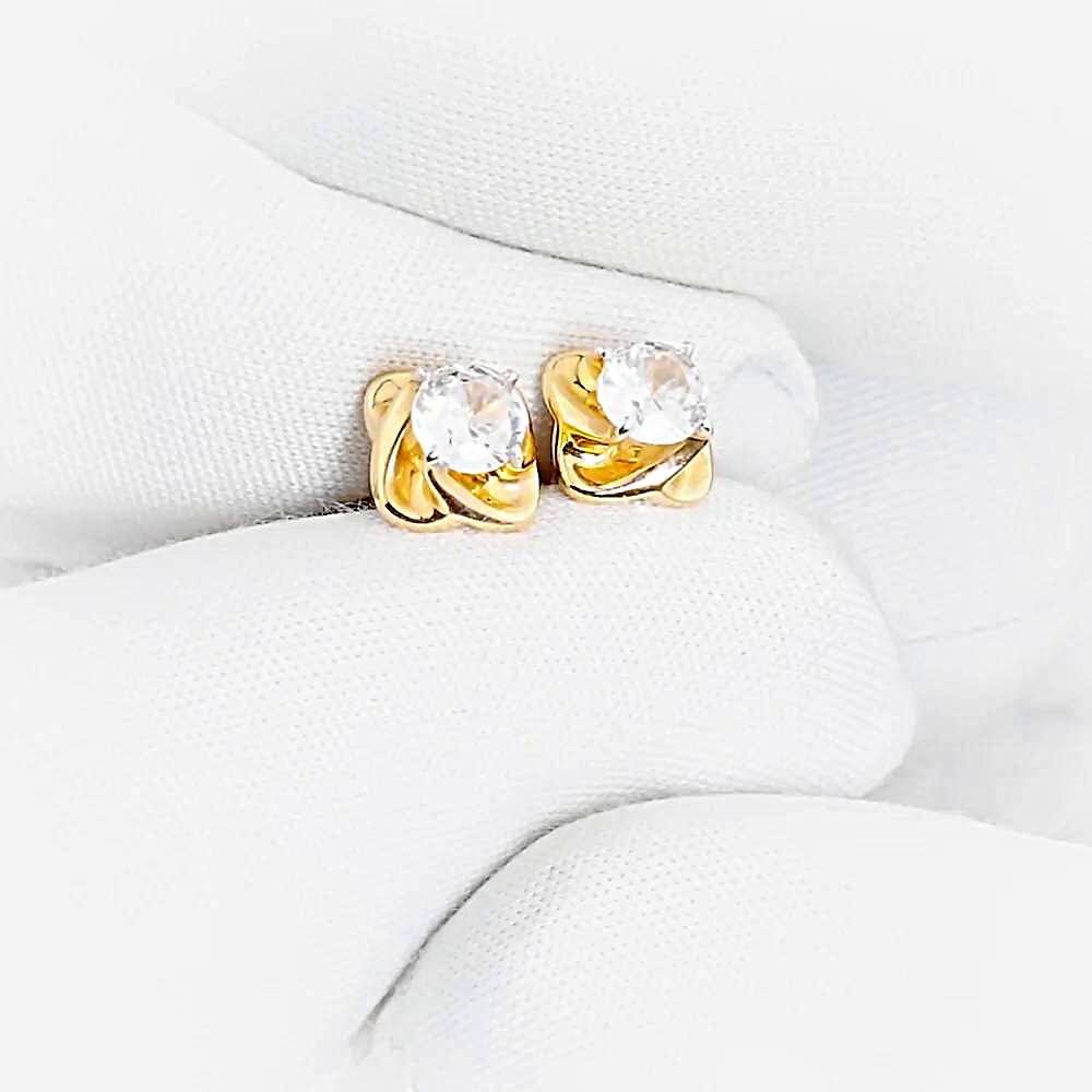 Серьги с фианитами из красного золота 585 пробы 1