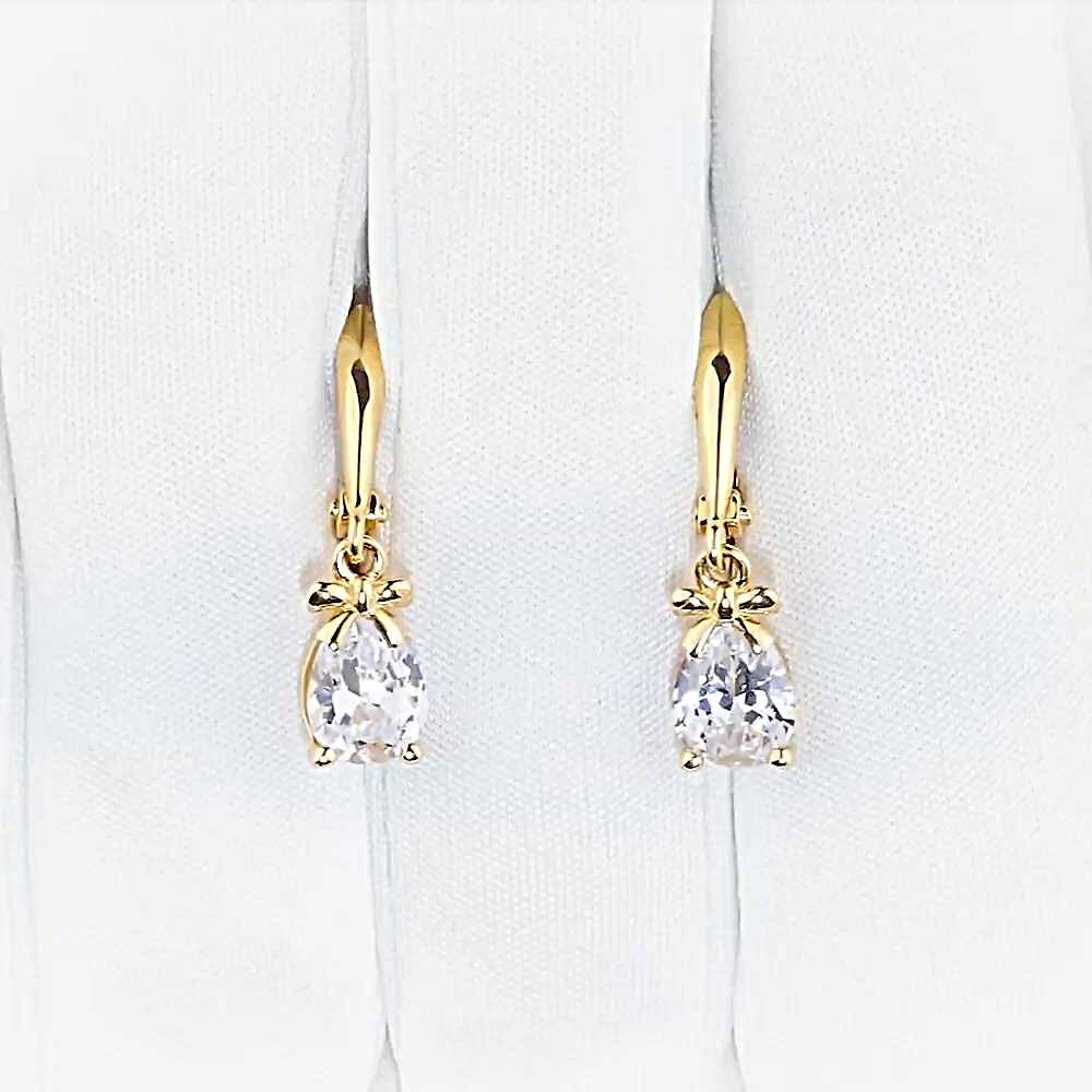 Серьги с фианитами из красного золота 585 пробы 1