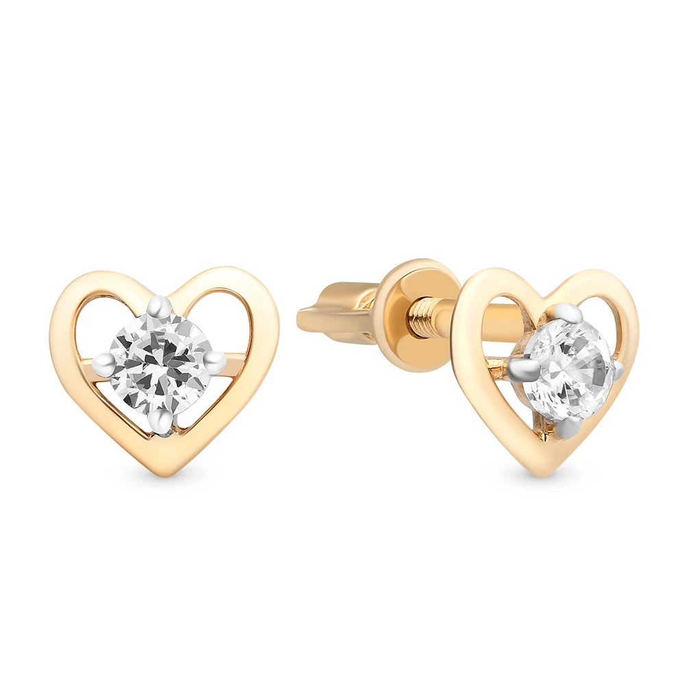 Серьги с фианитами из красного золота 585 пробы 1