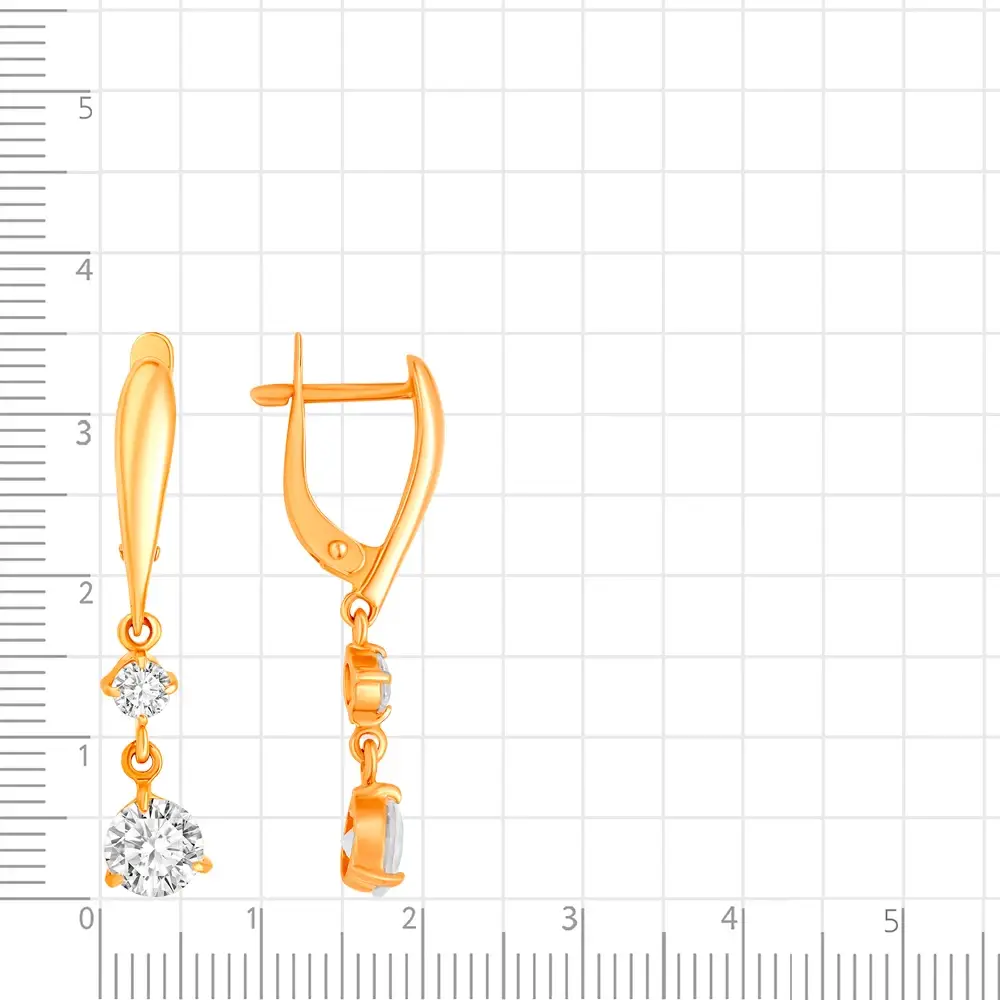 Серьги с фианитами из красного золота 585 пробы 3