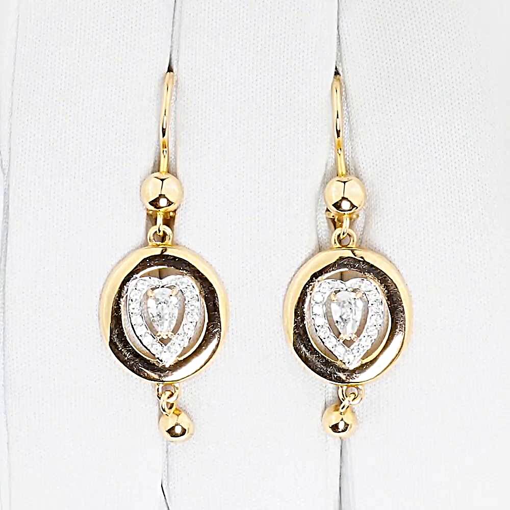 Серьги с фианитами из красного золота 585 пробы 1