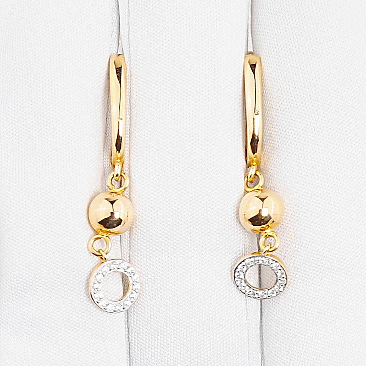 Серьги с фианитами из красного золота 585 пробы 1