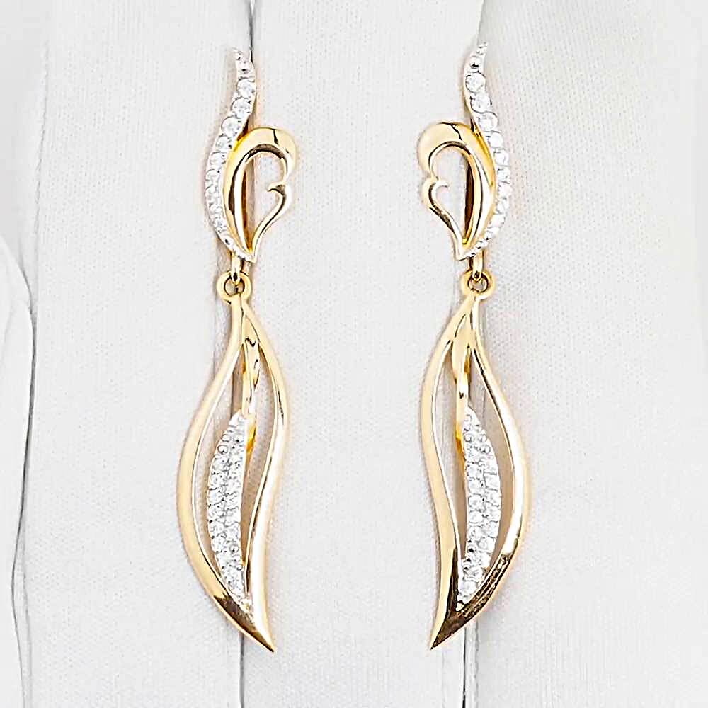 Серьги с фианитами из красного золота 585 пробы 1