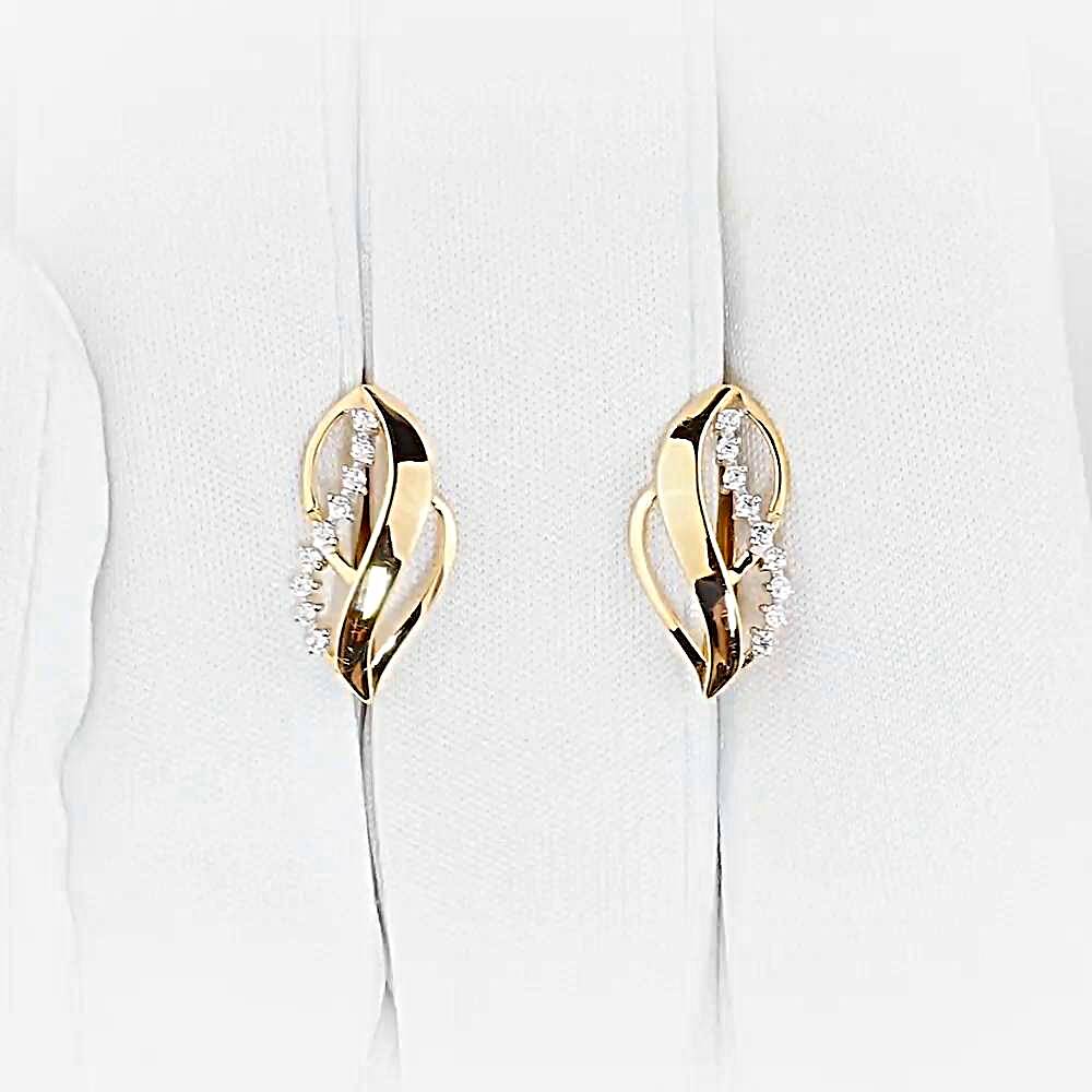 Серьги с фианитами из красного золота 585 пробы 1