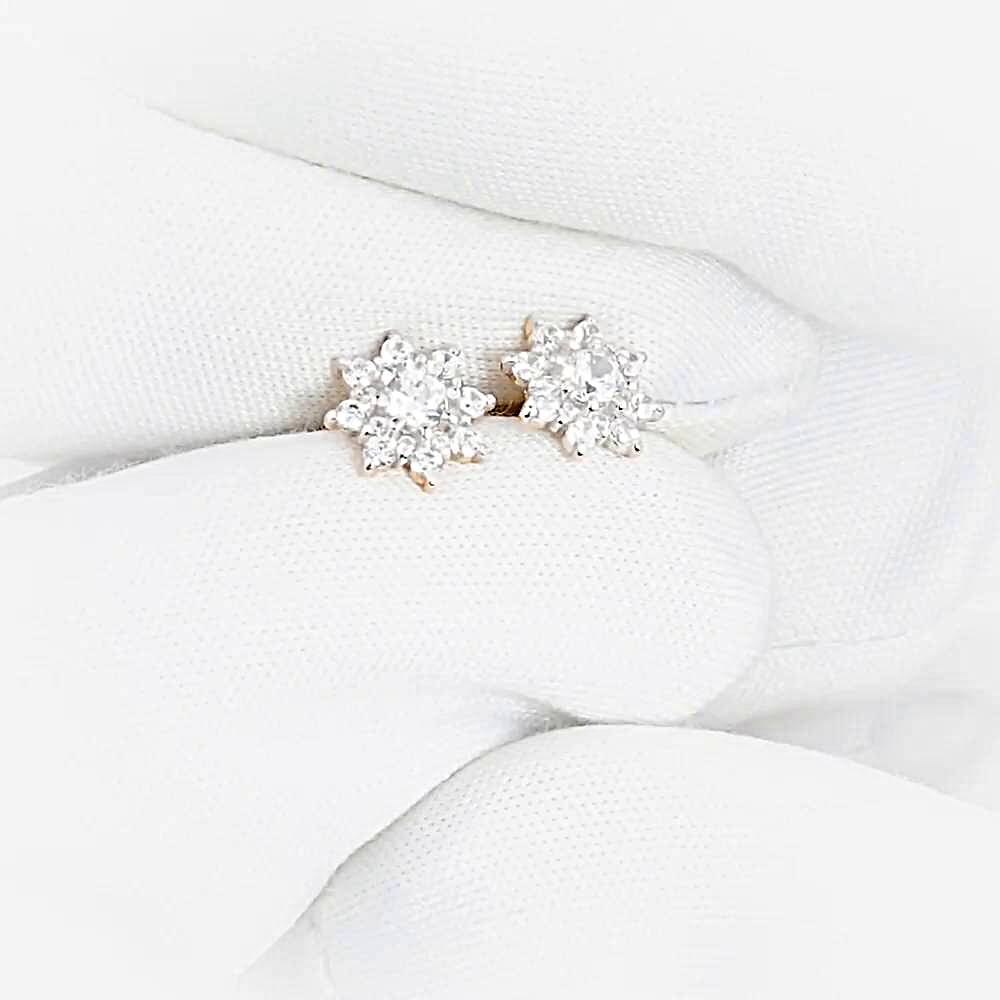 Серьги с фианитами из красного золота 585 пробы 1