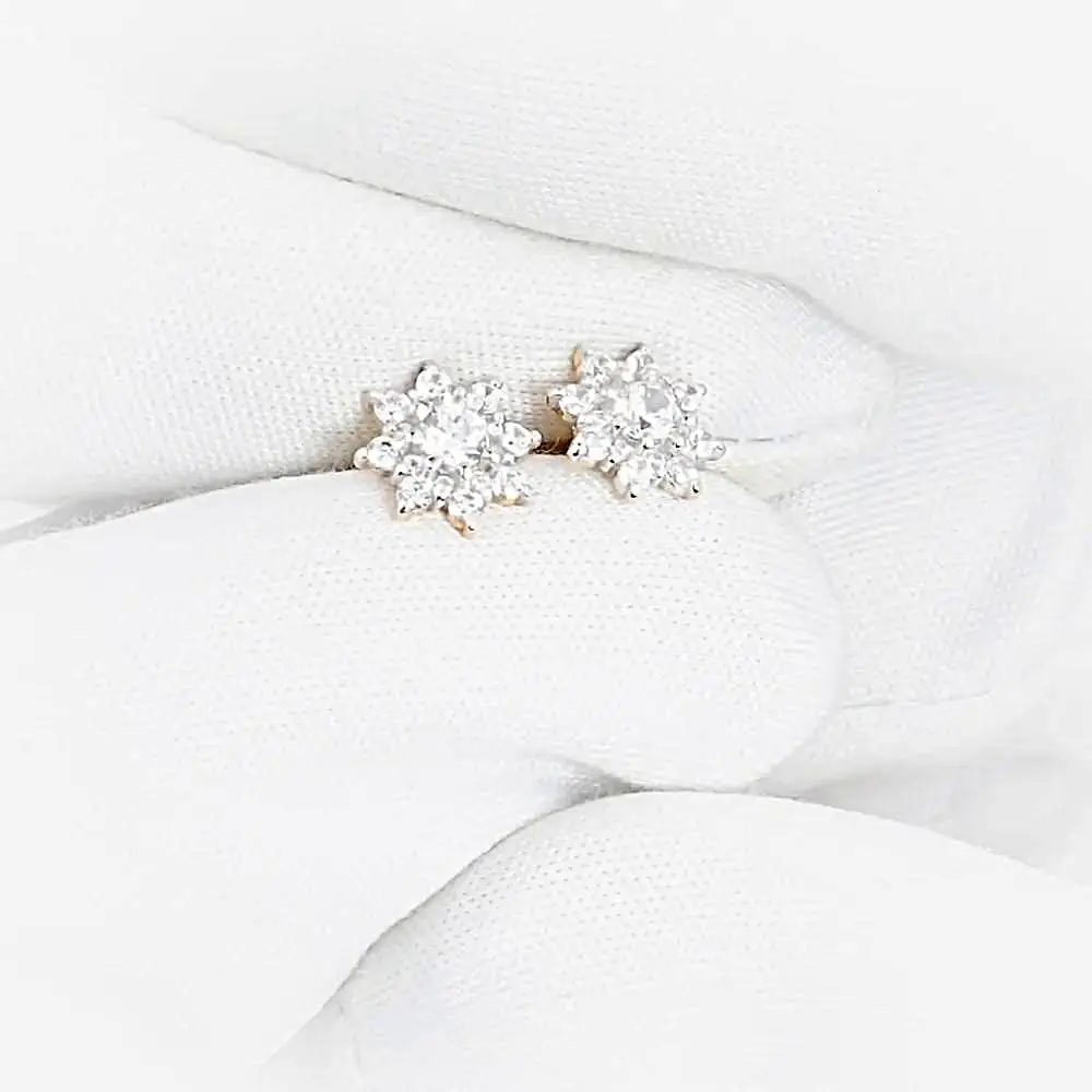 Серьги с фианитами из красного золота 585 пробы 2