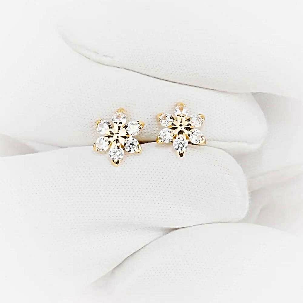 Серьги с фианитами из красного золота 585 пробы 1