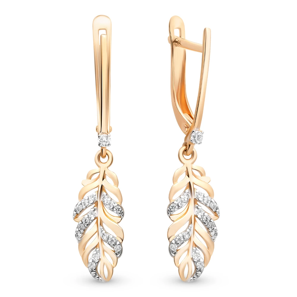Серьги с фианитами из красного золота 585 пробы 1