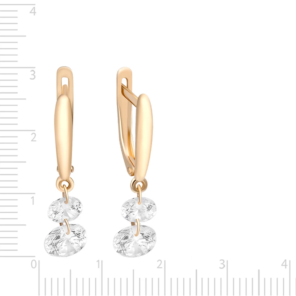 Серьги с фианитами из красного золота 585 пробы 2