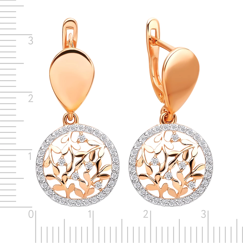 Серьги с фианитами из красного золота 585 пробы 2